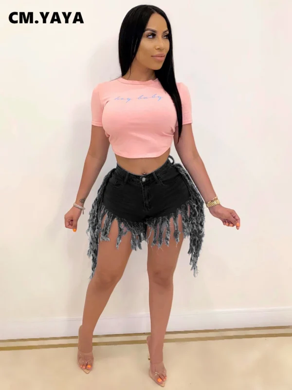Summer Women Zipper Fly Washed Tassel Hem Regular Denim Short Pants Classic Streetwear Fashion Shorts Jeans - Image 8