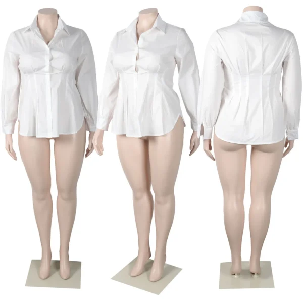Vintage Women Green White Lon Gsleeve Single Breasted High Waist Corset Tunic Blouse and Shirt Tops - Image 9