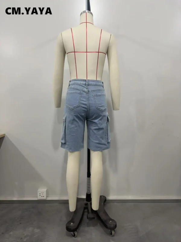 Women Fashion Pocket Side Straight Knee Length Cargo Jeans 2025 Summer Party Street Short Pants - Image 8