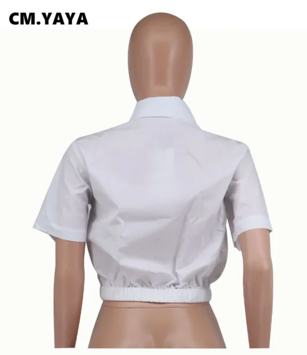 Women Sweetheart Diamonds Short Sleeve V-neck Blouse and Shirt Street Basic Crop Tops  2024 Fashion Casual Summer - Image 5