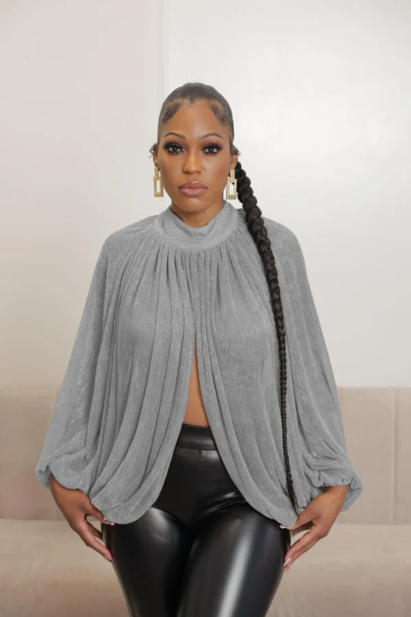Women Fashion Gradient Printed Batwing Long Sleeve Front Split See Though Loose Sexy Party Club Blouse and Shirt Tops - Image 4