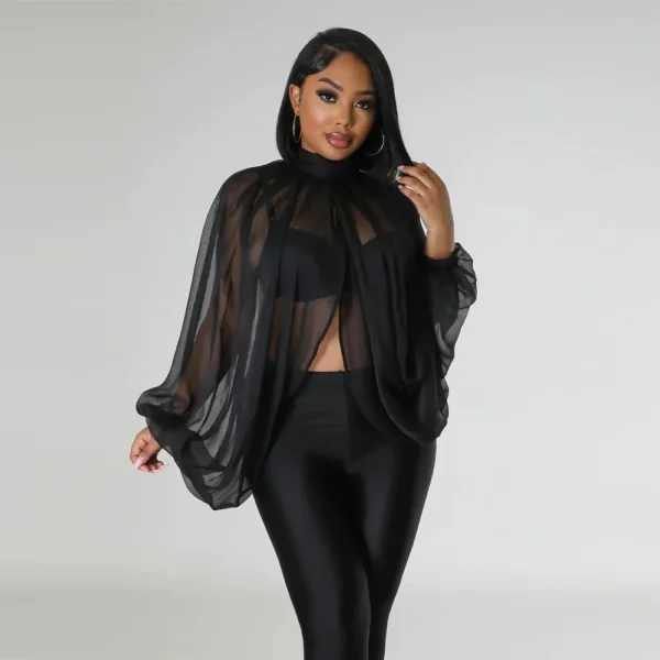 Women Fashion Gradient Printed Batwing Long Sleeve Front Split See Though Loose Sexy Party Club Blouse and Shirt Tops - Image 10