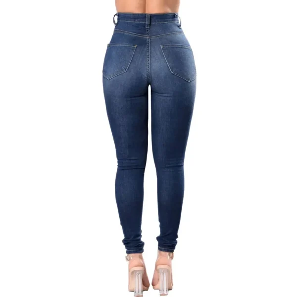 Denim Pants Women Retro Solid Sexy Hole Hollow Out Jeans Ripped Pencil Trousers Street Skinny High Waist Lady Pant - Image 6