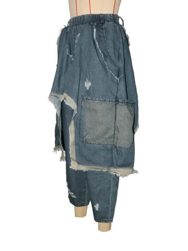 Women Streetwear Ripped Out Hole Denim Pants 2025 Fall Autumn Loose Safari Style Cargo Harem Hip Hop Jeans - Image 7
