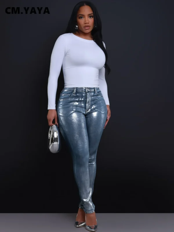 Women Streetwear Button High Waist Penil Denim Pants 2024 INS Summer Fashion Classic Stretch Skinny  Jeans Trousers - Image 2