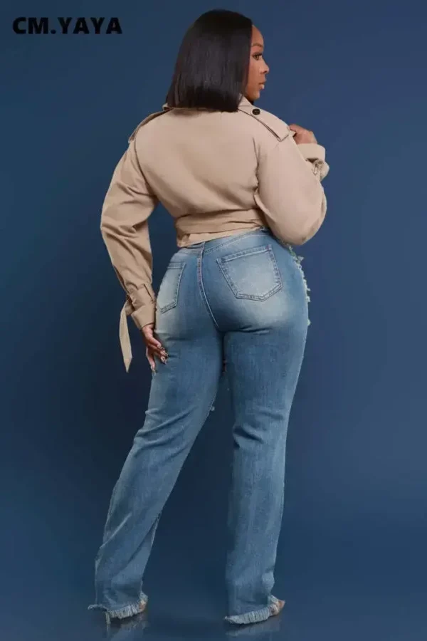 Denim Pants Women Retro Sexy Hole Hollow Out Jeans Ripped out Pencil Trousers 2024 Street Skinny High Waist Lady Pant - Image 5
