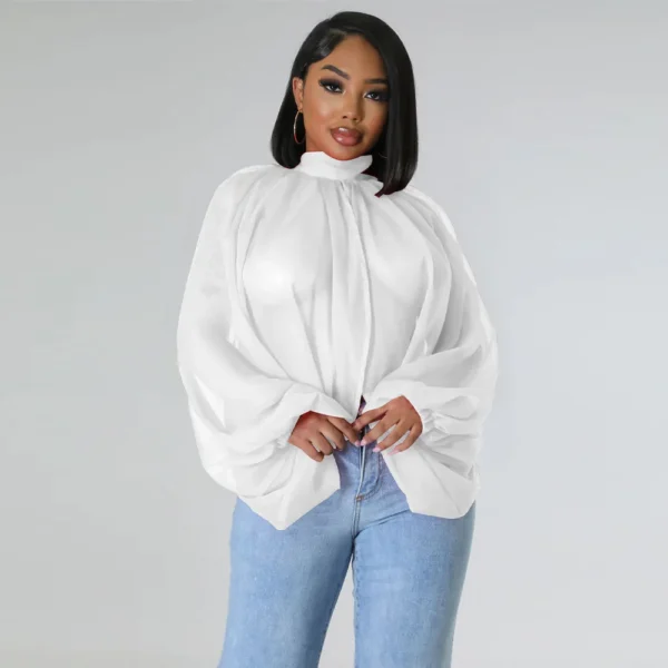 Women Fashion Gradient Printed Batwing Long Sleeve Front Split See Though Loose Sexy Party Club Blouse and Shirt Tops - Image 7
