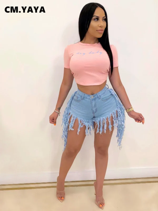 Summer Women Zipper Fly Washed Tassel Hem Regular Denim Short Pants Classic Streetwear Fashion Shorts Jeans - Image 7